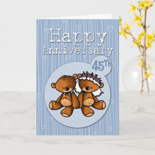 Jubiläumsbären - 45 Jahre Karte (Gelbe Blume)