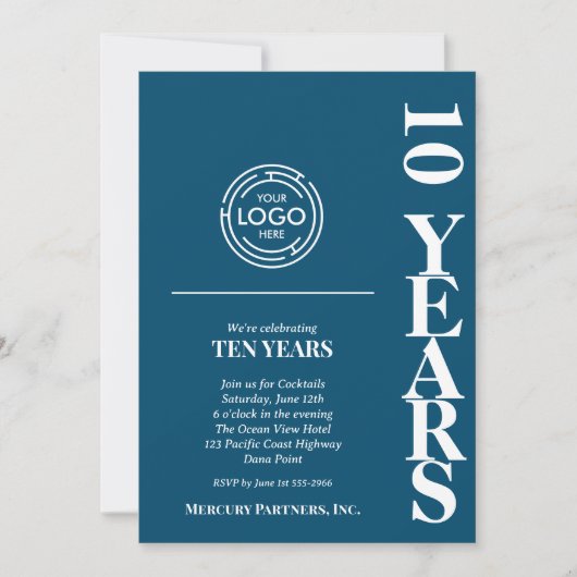 Jubiläumsblau Einladung (Vorderseite)