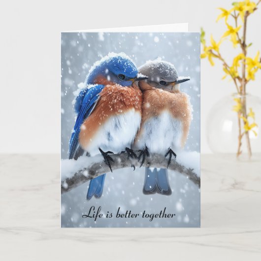 Jubiläumsbluebirts im Schnee Karte (Gelbe Blume)