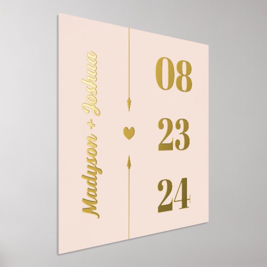 Jubiläumsdatum der Blush Gold Heart Arrows Names Foliendrucke (Ablage )