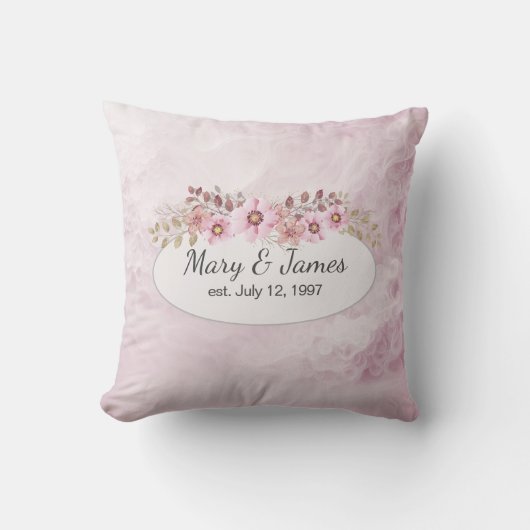 Jubiläumsdatum rosa Abstrakt mit Bouquet Kissen (Vorderseite)