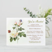 Jubiläumseinladungen in weißen Rosen Einladung (Stehend Vorderseite)