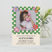 Jubiläumseinladungen Retro Groovy Blume Einladung (Stehend Vorderseite)