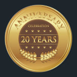 Jubiläumsfeier 20 Jahre Goldmedaille Magnet<br><div class="desc">20 Jahre Jubiläum Goldpreis mit einem Lorbeerkranz.</div>