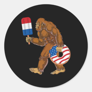 Jubiläumsfeier am 4. Juli Bigfoot Sasquatch - Amer Runder Aufkleber