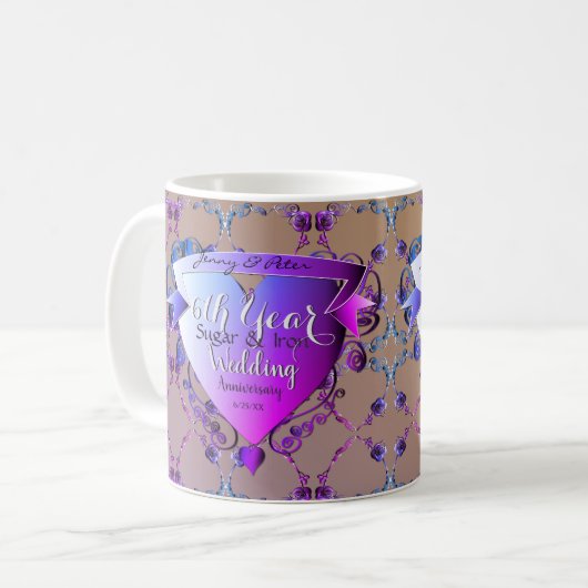 Jubiläumsfeier Amethyst-Rose Kaffeetasse (Vorderseite Links)