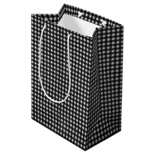 Jubiläumsfeier auf Gingham Medium Geschenktasche Mittlere Geschenktüte (Rückseite Schrägansicht)