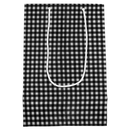 Jubiläumsfeier auf Gingham Mittelgeschenktasche Mittlere Geschenktüte (Rückseite)