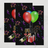 Jubiläumsfeier Balloons Flaschenkäse Einladung (Vorne/Hinten)