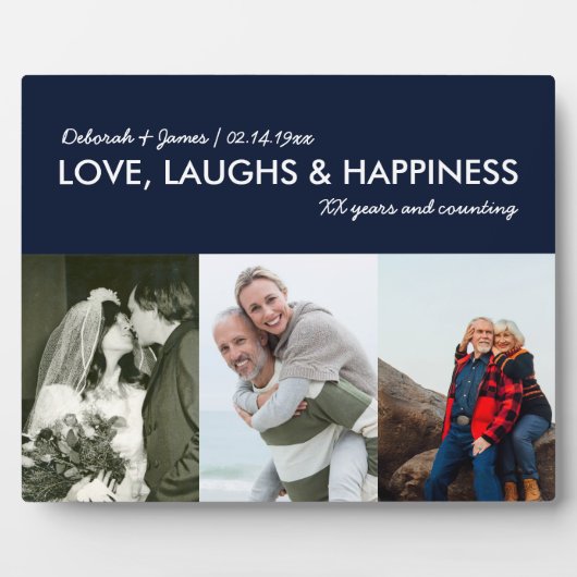 Jubiläumsfeier Collage Liebe lachen Glück 3 Foto Fotoplatte (Vorderseite)