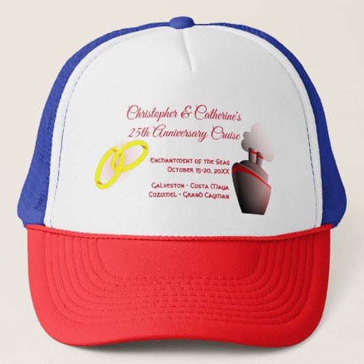 Jubiläumsfeier Custom Cruise Truckerkappe (Vorderseite)