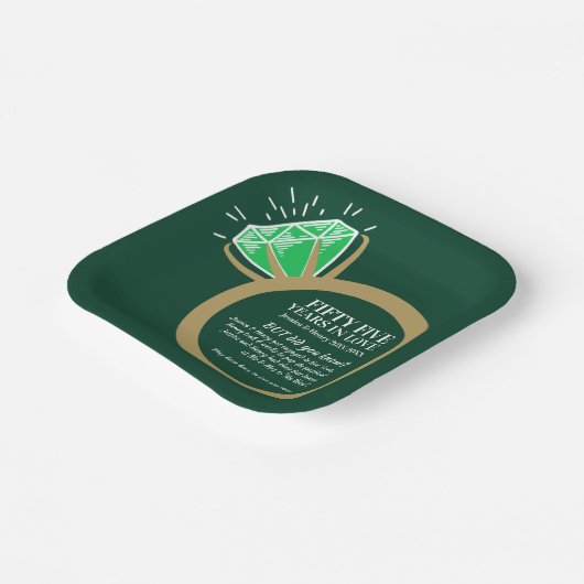 Jubiläumsfeier für Smaragdgrün und Gold Pappteller (Gewinkelt)