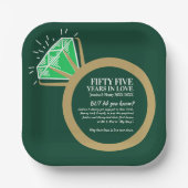 Jubiläumsfeier für Smaragdgrün und Gold  Pappteller (Vorderseite)