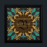 Jubiläumsfeier Geschenkboxen<br><div class="desc">Barock, Arabesque inspiriert Design in funkelnd Wirkung aquamarin und Gold, auf schwarz - exquisite und elegante Brauerei, Jubiläum oder Verlobung präsentiert. Persönlich mit Namen, Jubiläumsdatum und Monogramm oder Zahlen - gemacht in eine wunderbare hölzerne Geschenkboxen, um Schmuck behalten, Schmuckkasten für Ihre speziellen Keepsakes. Schenken Sie sich ein wunderbares Geschenk -...</div>