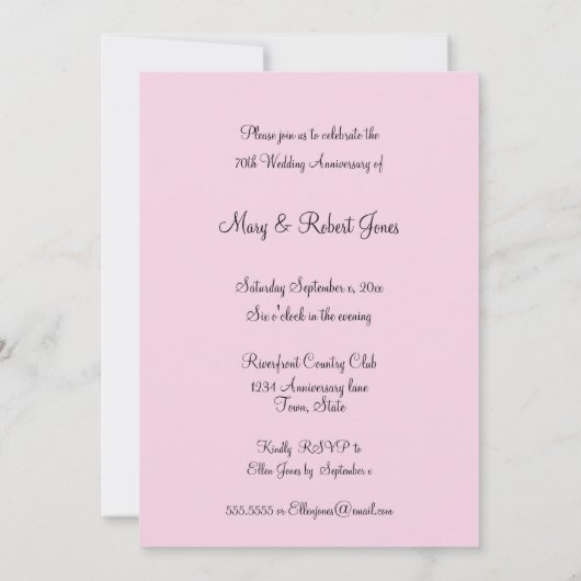 Jubiläumsfeier, individuelle Einladung (Rückseite)