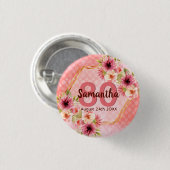 Jubiläumsfeier Korallengold Dahlia Blume Button (Vorne & Hinten)