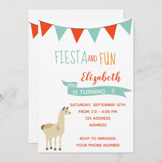 Jubiläumsfeier mit Lama Einladung (Vorne/Hinten)