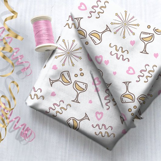 Jubiläumsfeier Muster Pink/Gold ID723 Stoff