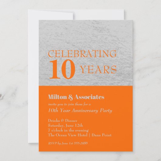 Jubiläumsfeier Orange Silver Einladung (Vorderseite)