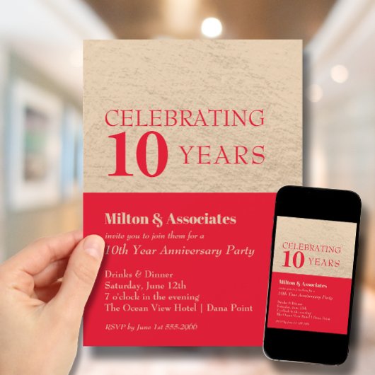 Jubiläumsfeier Red & Gold Einladung