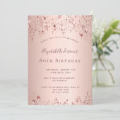 Jubiläumsfeier Rose Goldstars sprinkle Einladung (Stehend Vorderseite)