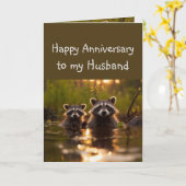 JubiläumsfeierPartner Fun Raccoon Tiere Karte (Gelbe Blume)