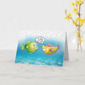 Jubiläumsfisch in Blasen Karte (Gelbe Blume)