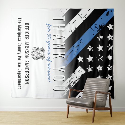 Jubiläumsflagge der Polizei Wandteppich (Beispiel (Horizontal))