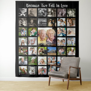 Jubiläumsfoto Collage, WEIL ZWEI FELL IN LIEBE Wandteppich