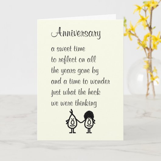 Jubiläumsgedicht Funny Happing Anniversary Karte (Gelbe Blume)