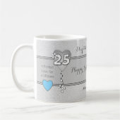Jubiläumsgeschenk 25 Jahre mit Herz und Namen Kaffeetasse (Links)