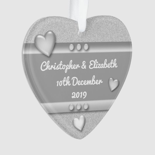 Jubiläumsgeschenk 25 Jahre mit Namen und Datum Ornament (Vorderseite)