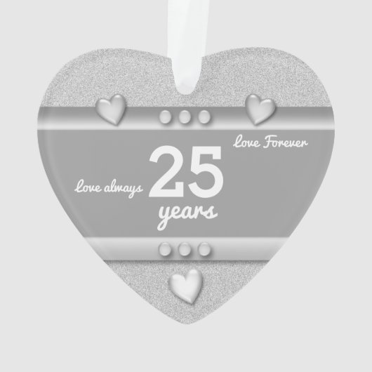 Jubiläumsgeschenk 25 Jahre mit Namen und Datum Ornament (Rückseite)