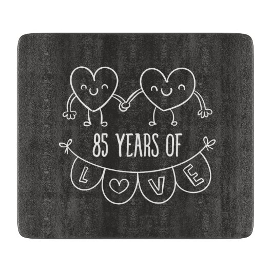 Jubiläumsgeschenk Chalk Hearts Schneidebrett (Vorderseite)