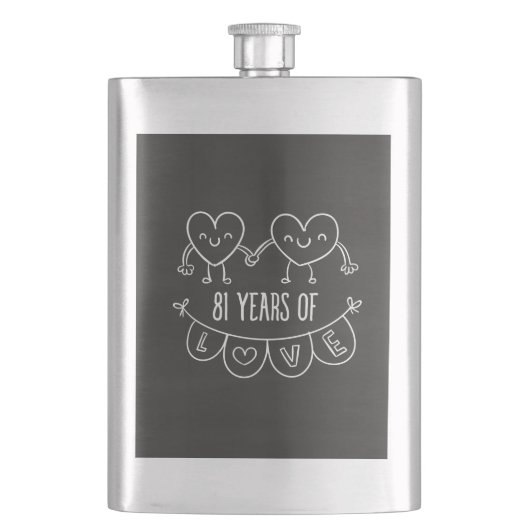 Jubiläumsgeschenk Chalk Herz Flachmann (Vorderseite)
