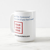 Jubiläumsgeschenk für Mitarbeiter - Firmenlogo Kaffeetasse (Vorderseite Links)