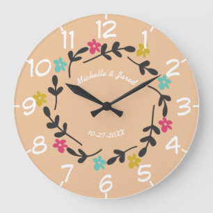 Jubiläumsgeschenk für Paare Moderne Blumenkrone Große Wanduhr