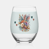 Jubiläumsgeschenk zum Ehefrau von Blumengrün Weinglas Ohne Stiel (Rückseite)