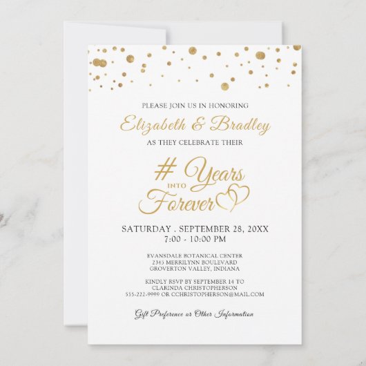 Jubiläumsgolden wirft JAHRE in ewiges Foto Einladung (Rückseite)