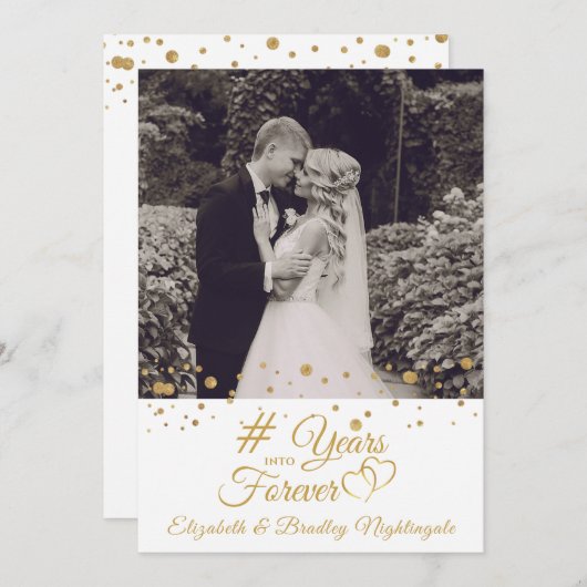 Jubiläumsgolden wirft JAHRE in ewiges Foto Einladung (Vorne/Hinten)