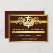 Jubiläumsgoldene RSVP-Karten RSVP Karte (Vorne/Hinten)