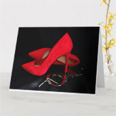 JUBILÄUMSGRUSS HIGH HEELS & HANDSCHELLEN KARTE (Gelbe Blume)