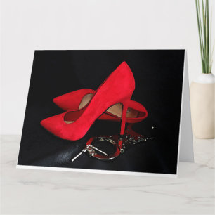 JUBILÄUMSGRUSS HIGH HEELS & HANDSCHELLEN KARTE