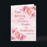 Jubiläumsjahr: Floral Daughter & Tochter Karte<br><div class="desc">Happy Hochzeitstag Karte für Tochter und Tochter im Recht mit schönen Aquarell Vintage Blume und sentimental Vers.</div>