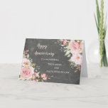 Jubiläumsjahr: Floral Daughter & Tochter Karte<br><div class="desc">Happy Hochzeitstag-Karte für Tochter und Tochter im Gesetz mit eleganten rot-rosa Aquarell-Blume und Chalkboard-Hintergrund und Herz-Filz Vers.</div>