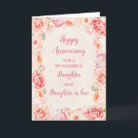 Jubiläumsjahr: Floral Daughter & Tochter Karte<br><div class="desc">Happy Hochzeitstag Karte für Tochter und Tochter im Gesetz mit schönen Vintagen rosa Aquarell-Blume,  und sentimental Vers.</div>