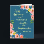 Jubiläumsjahr: Floral Daughter & Tochter Karte<br><div class="desc">Happy Hochzeitstag Karte für Tochter und Tochter im Recht mit schönen Aquarell Vintage Blume und sentimental Vers.</div>
