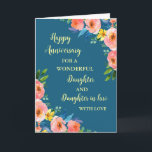 Jubiläumsjahr: Floral Daughter & Tochter Karte<br><div class="desc">Happy Hochzeitstag Karte für Tochter und Tochter im Recht mit schönen Aquarell Vintage Blume und sentimental Vers.</div>