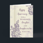 Jubiläumsjahr: Floral Daughter & Tochter Karte<br><div class="desc">Happy Hochzeitstag Karte für Tochter und Tochter im Gesetz mit schönen Vintagen violetten Blumen,  und sentimental Vers.</div>
