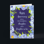 Jubiläumsjahr: Floral Daughter & Tochter Karte<br><div class="desc">Happy Hochzeitstag Karte für Tochter und Tochter im Gesetz mit schönen Vintagen blauen Aquarellfarben Blume,  und sentimental Vers.</div>